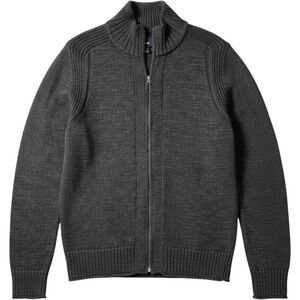 Gap Full Zip Sweater Men Medium Gray Mock Neck Silk Blend Cotton Knit Preppy EUC